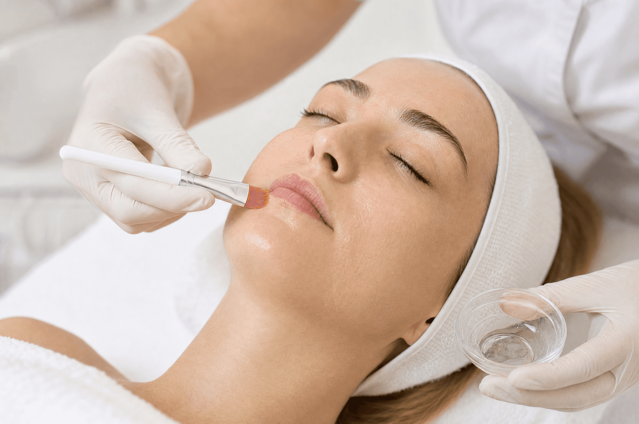 Aesthetician applying a facial booster serum at VIPrivate Care